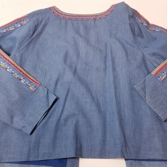 Laurie Felt 100% Cotton Bohemian Floral Embroidered Blazer Jacket - Picture 6 of 14